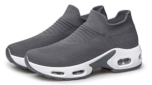 Image of YHOON Women's Walking Shoes - Sock Sneakers Slip on Mesh Platform Air Cushion Athletic Shoes Work Nurse Comfortable