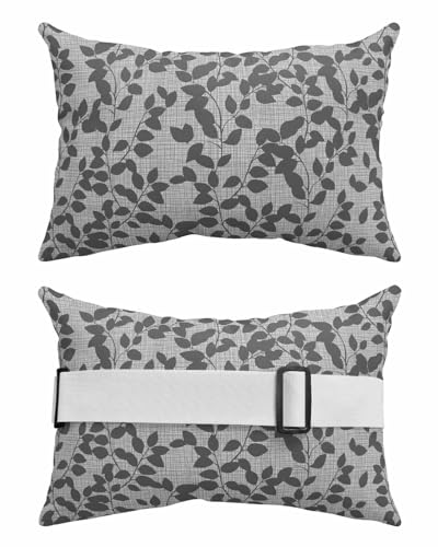 Anzona Pack of 4 Grey Botanical Lumbar Pillow Covers, Outdoor Waterproof Throw Pillow Covers Set, Pastoral Spring Floral Summer Art Decorative Cushion Case for Patio Beach, 11x16 Inch