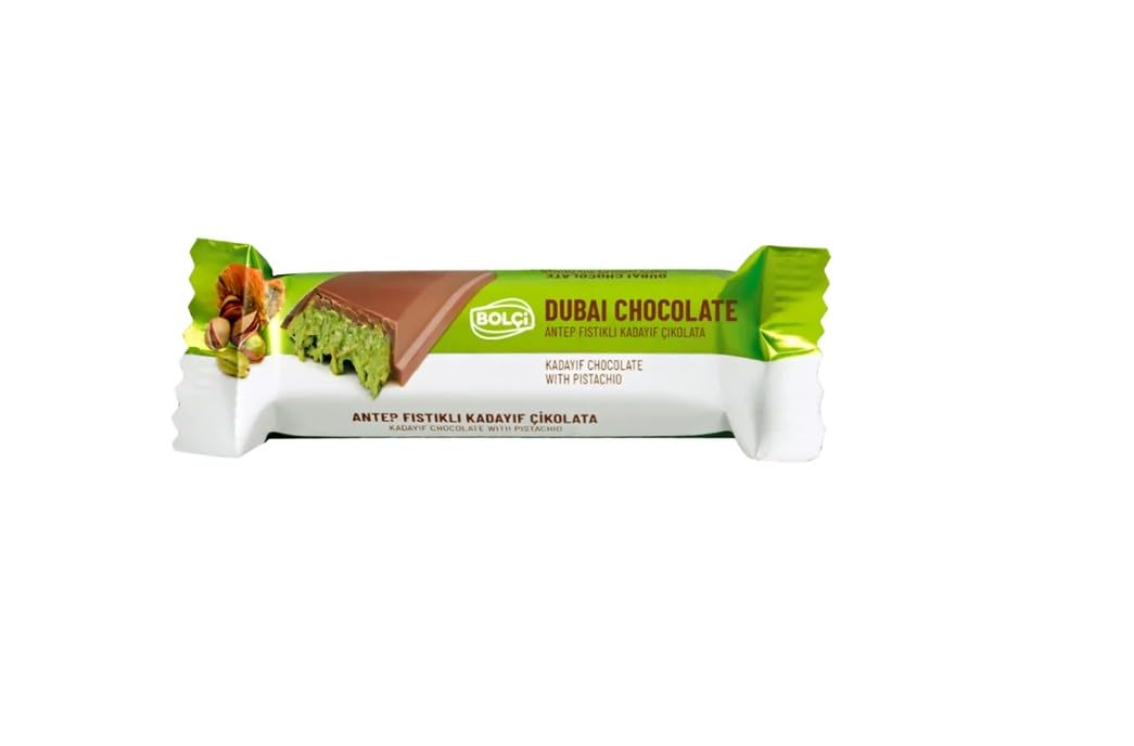 Bolci Dubai Chocolate Bar with Kadayif & Pistachio Filling, Milk Chocolate, 1.05 oz, 32 Count
