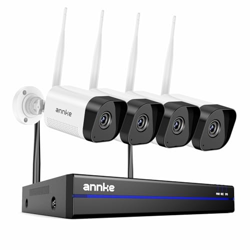 ANNKE 16CH 4K Wireless Security Camera System, Expandable 4K NVR with 4 X 8MP Outdoor Cameras, 2TB HDD, Dual-Band WiFi, Two-Way Talk, Human Detected, 24/7 Recording, IP66 Weatherproof
