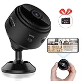 【Full HD-Videos und -Fotos】 1080P-Auflösung und 150 ° -Weitwinkelobjektiv bieten eine größere Sichtweite und erfassen Details klar. Die Mini-Überwachungskamera zeichnet Videos in außergewöhnlicher HD-Auflösung von 1920 x 1080 P mit 25 Bildern pro Sekunde auf. Klare Nachtsicht mit 6 Infrarot-LEDs leuchtet bei schlechten Lichtverhältnissen. (Die LED-Anzeige leuchtet bei Verwendung nicht auf.)
