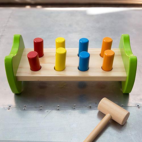 Fat Brain Toys Pound & Tap Hammer Bench - Wooden Fine Motor Skill Toy for Toddlers