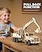 MOCBURIKU 3D Wooden Puzzle for Adults, Excavator Wooden Mechanical Model Car Kits to Build, Brain Teaser Pull Back Truck Toys Birthday for Men Women (Excavator)
