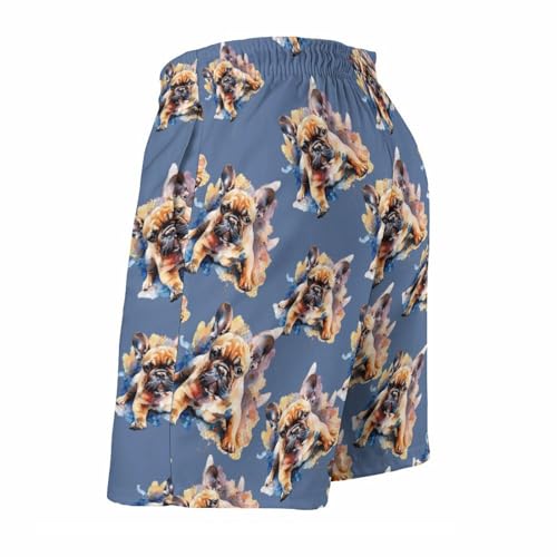 Watercolor French Bulldog Men's Swim Trunks Quick Dry Beach Board Shorts with Mesh Lining Swimwear Bathing Suits4
