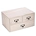 MyGift Natural Beige Wood Desktop Storage Cabinet with 3 Drawers, Small Wooden Box Organizer for Office Supplies, Sewing Kits and Accessories
