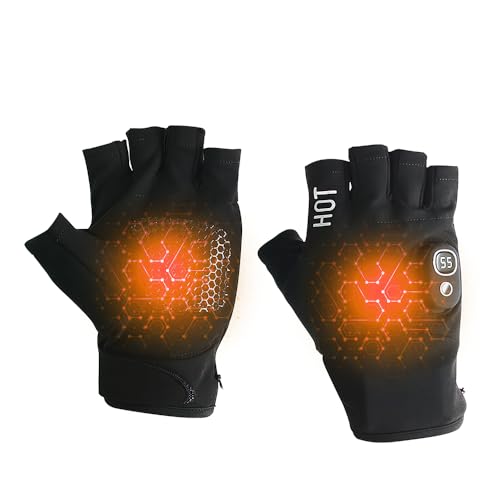 KBIBCK Beheizbare Handschuhe Damen, Wiederaufladbare beheizte Handschuhe, Beheizte Fingerlose Motorradhandschuhe, 3 Temperatureinstellungen, Beheizte Arbeitshandschuhe für Schnee Fahrrad Ski Outdoor