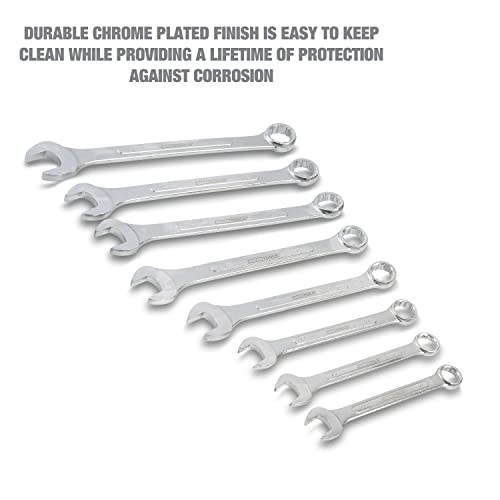 Oemtools 22120 8 Piece Combination Wrench Set | 21, 22, 24, 25, 27, 29, 30, & 32 Mm | Box End & Offset Open-End Combination Wrenches | Automobile Repair & Home Use | Green Canvas Tool Roll Included #TOP2