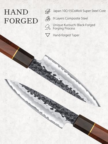 Image of HOSHANHO 3 Pieces Knife Set, Professional High Carbon Steel Kitchen Knives Set, Ultra Sharp Japanese Chef Knife Set with Ergonomic Handle & Gift Box