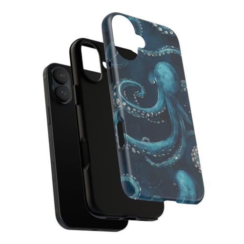 Coque iPhone 16 Plus pieuvre bleue mate : protégez votre écran des chutes et rayures - 3