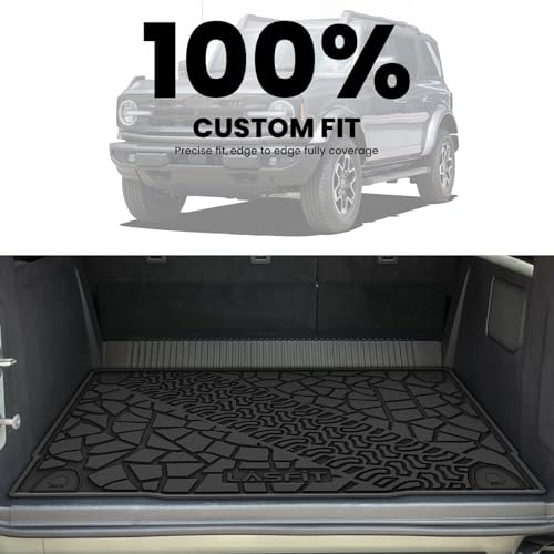Image of LASFIT Cargo Mat for Ford Bronco 4-Door 2026 2025 2024 2023 2022 2021 | All Weather TPE Cargo Area Protector Custom Fit Full Coverage Trunk Liner Easy Clean Anti-Slip Not Fit Bronco Sport or 2 Door