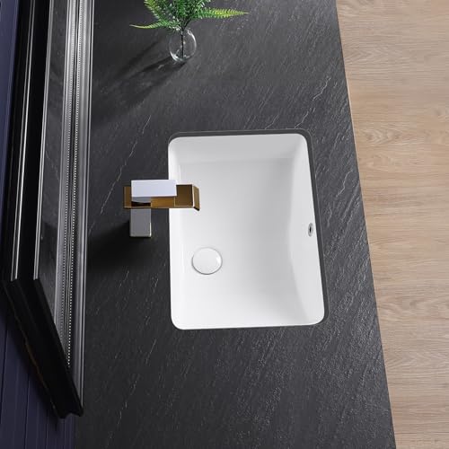 KMOEM Undermount Bathroom Sink 21x15 Inch Small Bathroom Sink White Porcelain Ceramic Bathroom Under Counter Lavatory Vanity Sink Basin Rectangular Undermount Sinks with Overflow by KMOEM - Image 6