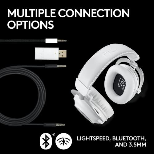 Logitech G Pro X 2 Lightspeed Wireless Gaming Headset, Detachable Boom Mic, 50Mm Graphene Drivers, Dts:x Headphone 2.0—7.1 Surround, Bluetooth/Usb/3.5Mm Aux, For Pc, Ps5, Ps4, Nintendo Switch - White #TOP5
