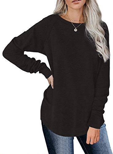 Tunic Tops for Leggings for Women Long Sleeve Shirts Work Office Winter Black L
