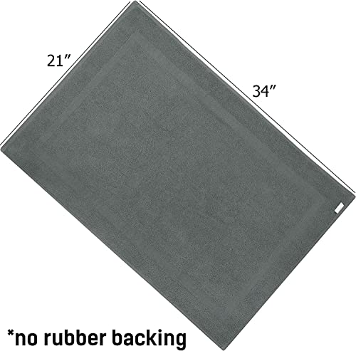 Cotton Craft Bath Tub Mats - 2 Pack 100% Cotton Ultra Absorbent Low Lint Plush Heavyweight 1000 Gsm Luxury Hotel Shower Bathroom Towel Rug Step Out Floor Mat -Not A Bathroom Rug - 21X34- Charcoal Grey #TOP3