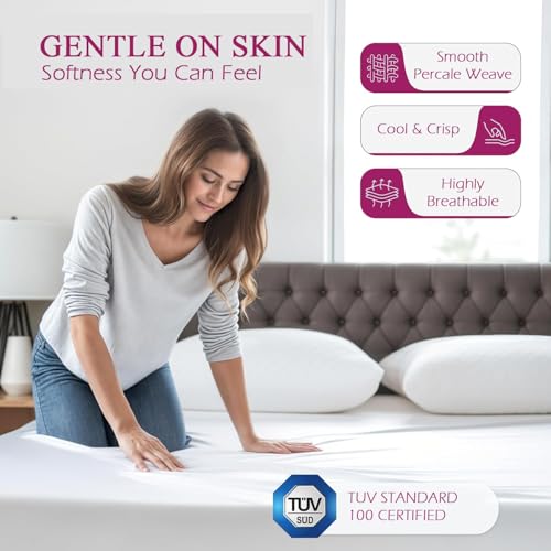 Trance Home Linen 144 TC Pure 100% Cotton | Soft Skin Safe | Breathable Single Size Flat Bedsheets | Soft Fabric for Summer | Plain Bedsheet Set with 1 Pillow Covers (90x54 Inches | Single | White)