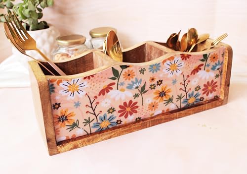 Image of Monstera Hut - Wooden Cutlery Holder| Cutlery Stand For Kitchen | Spoon Holder |Utensil Holder for Kitchen Counter | Wooden Storage Organiser (30 *10*10 cm)
