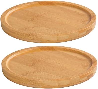 Dsben Bamboo Plant Saucer, Durable Plant Tray for Indoors and Suitable for 6-7 Inch Plant Pots, Set of 2