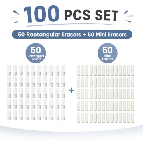 MROOFUL 100PCS Pencil Top Eraser Replacement Set, 50 Eraser Caps & 50 Refill Erasers, Hidden Eraser for Mechanical Pencils, Compatible with 0.3-2.0mm Pencils, School, Office & Drafting Supplies. - Image 5