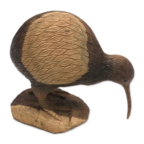 Escultura de Madera Pájaro Kiwi Tallada a Mano