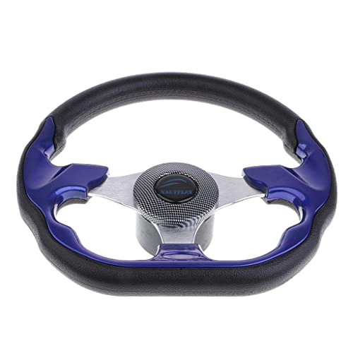 jojomis Replacement 320mm Battle Style Aluminum Marine Sport Pontoon Boat Steering Wheel with Soft Foam Grip Blue