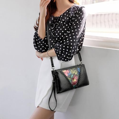 Women's Shoulder Bag PU Black Fashion Printed Leather Handbag Lady Casual Handbags Messenger Bag4