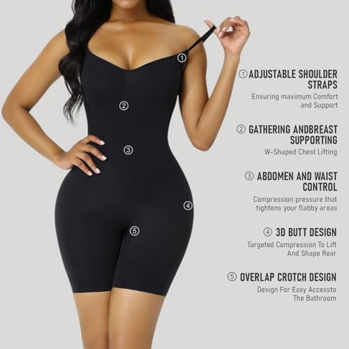 Image of Women's Shapewear Bodysuit - Tummy Control Seamless Waist Sculpting Body Shaper - Thong Body Suit