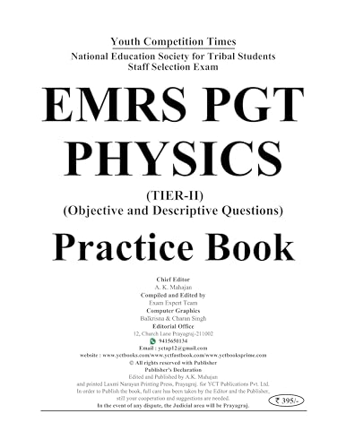 Image of EMRS-PGT Tier-II Physics Practice Book 2026, Objective and Descriptive Questions, 15 Sets, Youth Competition Times
