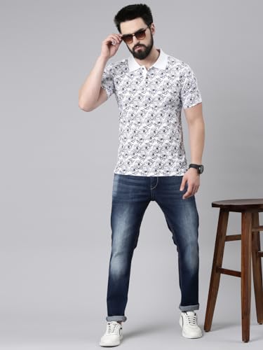 Image of KRYPTIC Men's Ultra-Soft Cotton Rich Casual Printed Half Sleeve Regular Fit Classic Polo T-Shirt - Soft, Cool & Stylish Everyday Wear