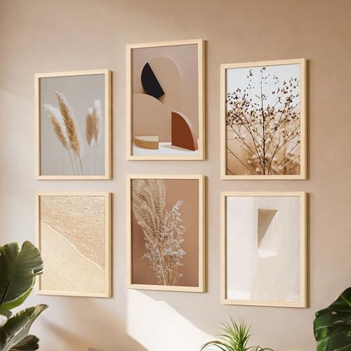 Image of NoWorries Aesthetic Wall Frames | Set of 6 Multicolor Modern Nature-Themed Art Prints | 17x25 Inches | Framed Posters for Home Decoration, Living Room & Bedroom | Contemporary Wall Art (ART-6)