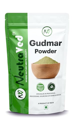 NeutraVed Gurmar Leaves Powder | Madhunashini Powder in Resealable Pouch I Gymnema Sylvestre Aslo Know as Meshashringi For Diabetes & Blood Suger Management - 200g