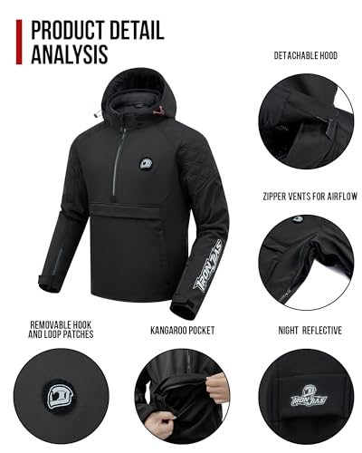 IRON JIA'S Motorradjacke Herren alle Jahreszeiten CE-geeignet,Motorrad jacke Winter mit CE-Schulterpolster und Ellbogenpolster, herausnehmbares Futter zum Schutz vor Kälte und Wind XL