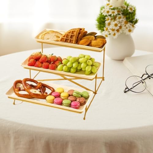Expositor de alimentos con estante dorado brillante de 3 niveles 8