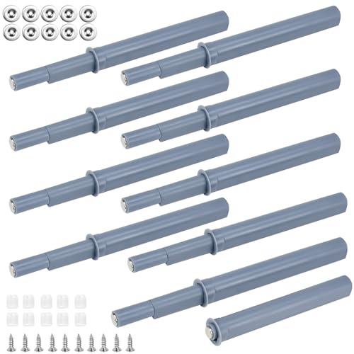 KLYNGTSK 10 PCS Systeme Push to Open Tiroir Amortisseur Systeme de Fermeture Porte 80 MM Système Push Pull avec Vis Fermetures Push to Open Magnétique Loquet pour Porte Placards Meuble Armoire, Gris