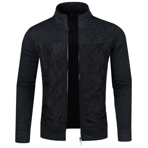 Muscularfit Men Wool Cardigan Sweater Outdoor Fashion Long Sleeve Full Zip Knitted Sweater Regular Fit Fleece Lined Warm Coat