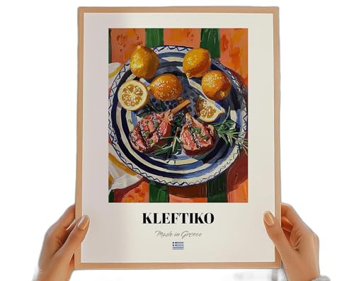 Kleftiko Greek Food Poster Restaurant Wall Art for Dining Room