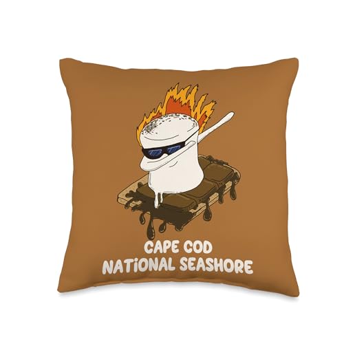 Cape Cod National Seashore Smores Camping Vacation Souvenir Throw Pillow