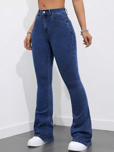 Image of KOTTY Women's High Waist Jeans||Flared Bell Bottom Bootcut||Wide Leg Stretch Denim - Perfect for Travel, Party & Everyday Use