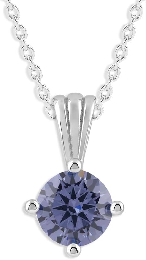 Belacqua Gemstone Necklace in Sterling Silver, Round Pendant Size 6.5 * 6.5mm, 15" Cable Chain with 2" Extender, Spring Ring Clasp, Dainty Birthstone Necklace for Women, Gift Box Included - Image 3