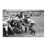 Poster rétro sur toile motif joueur de rugby noir et blanc pour décoration de chambre à coucher, bureau, chambre, cadeau 30 x 45 cm