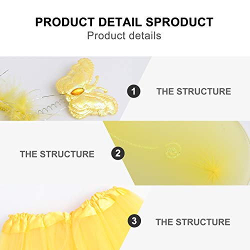 VALICLUD Amarelo Costume Fancy Dress Up para Meninas Asas de Borboleta de Fadas Tutu Fada Varinha E