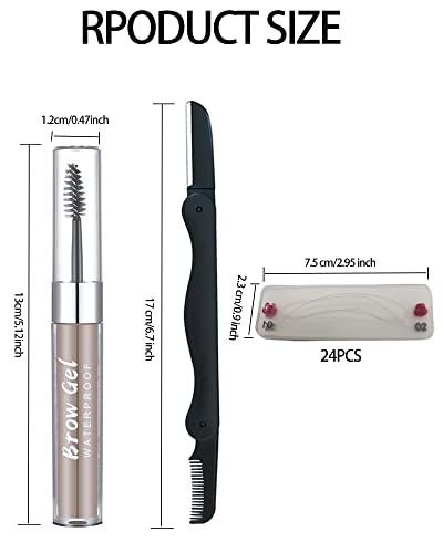Waterproof Tinted Eyebrow Gel Kit- Long Lasting Smudge Proof Liquid Brow Color Makeup, 24H Highly Tinted Eye Brow Cream, Sweatproof Eyebrow Gel With Brow Razor Brush & 24 Pcs Brow Stencil -06 Auburn #TOP6