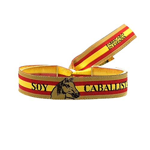 BDM Pulsera de mujer de tela rosa con el grabado Mujer caballista, y un caballo,...
