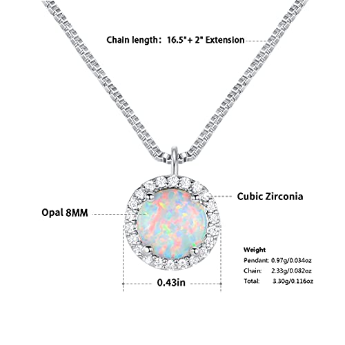 Dwearbeauty White Gold Opal Jewelry With Cubic Zirconia,Opal Necklace And Earring Set For Women And Girl(Necklace And Stud Earring) #TOP1