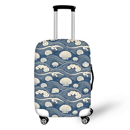 Housse de valise XL bleu et beige en spandex élastique et lavable