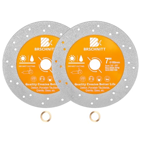 Rock Slab Grinding Disc - 7 inch Glass Cutter Disc (2pcs), Granite Cutting Disc, Diamond Grinder Wheel for Rock Slab, Stone, Tile, Marble, Granite, Glass Diamond Cutting Discs