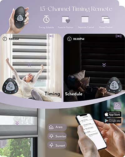 Graywind Motorized Zebra Blinds Compatible With Alexa Google Wifi Hardwired Smart Horizontal Blind Remote Light Filtering Electric Window Shades With Valance, Customized Size (Gradient Grey Silver) #TOP3