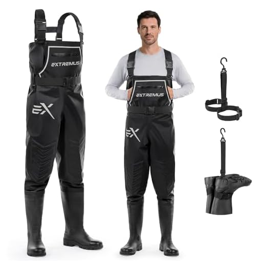 Extremus by KastKing MarshPro Fishing Waders for Men, Black, M10