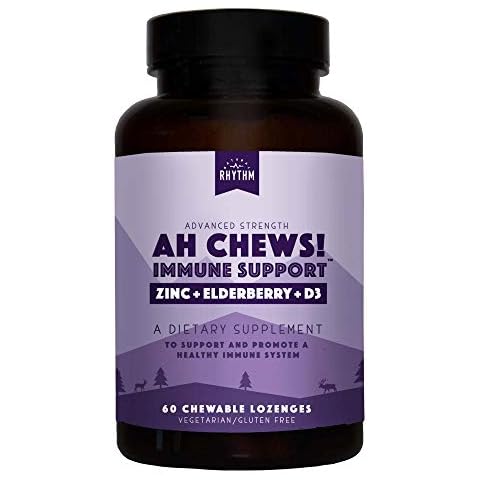 Natural Rhythm Ah Chews! Immune Booster Lozenges for Kids and Adults, No Added Sugar, with Elderberry, Zinc & Vitamin D3, 60 Capsules Cover