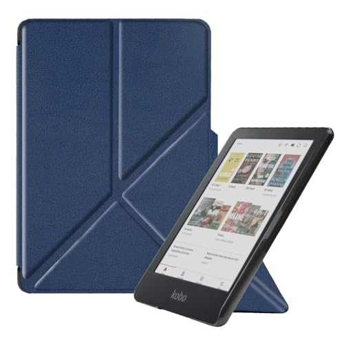 Funda Origami para Kobo Clara BW (2024) / Color (2024) / Kobo Clara 2E (2022), la funda inteligente de cuero más delgada y ligera con encendido automático (azul)