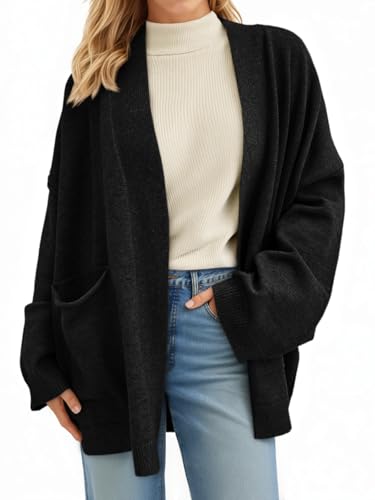 Cicy Bell Womens Oversized Cardigans Long Sleeve Open Front Shawl Sweaters Knit Fall Outerwear with Pockets